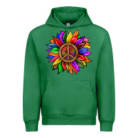 Emerald Pride LGBTQ+ Sunflower With Peace Urban Hoodie - BundleAndBundleShop
