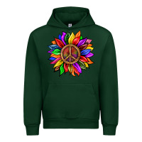 Forest Green Pride LGBTQ+ Sunflower With Peace Urban Hoodie - BundleAndBundleShop