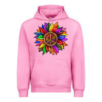 Fuchsia Pink Pride LGBTQ+ Sunflower With Peace Urban Hoodie - BundleAndBundleShop