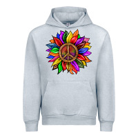 Heather Grey Pride LGBTQ+ Sunflower With Peace Urban Hoodie - BundleAndBundleShop
