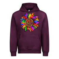 Mauve Wine Pride LGBTQ+ Sunflower With Peace Urban Hoodie - BundleAndBundleShop