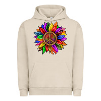 Pigment French Oak Pride LGBTQ+ Sunflower With Peace Urban Hoodie - BundleAndBundleShop