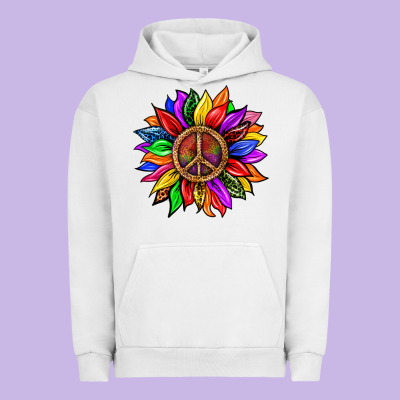 Pride Lgbtq+ Sunflower With Peace Urban Hoodie Designed By Bundleandbundleshop