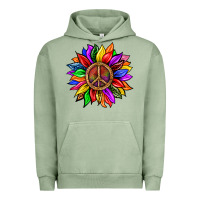 Pigment Oil Green Pride LGBTQ+ Sunflower With Peace Urban Hoodie - BundleAndBundleShop