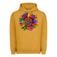 Pigment Peanut Butter Pride LGBTQ+ Sunflower With Peace Urban Hoodie - BundleAndBundleShop