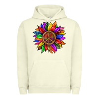 Pigment Pistachio Pride LGBTQ+ Sunflower With Peace Urban Hoodie - BundleAndBundleShop