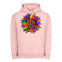 Pigment Salmon Pride LGBTQ+ Sunflower With Peace Urban Hoodie - BundleAndBundleShop