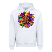 White Pride LGBTQ+ Sunflower With Peace Urban Hoodie - BundleAndBundleShop