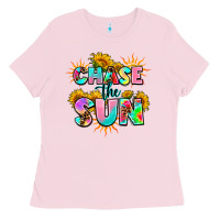 Bubblegum Pink chase the sun Ladies Tee - AdoDesignShop