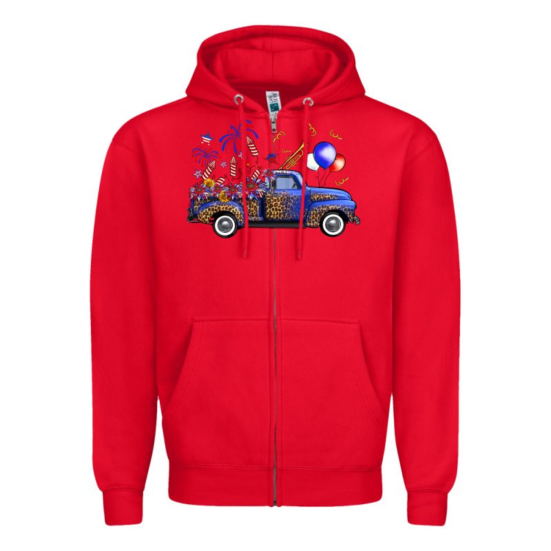 Western Truck Fourth Of July Zipper Hoodie by FaDigitalArtStudio | Teevron