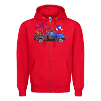 Red western truck fourth of july Zipper Hoodie - FaDigitalArtStudio