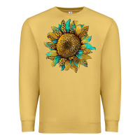 Antique Gold sunflower with leopard and turquoise Premium Sweatshirt - Artiststas