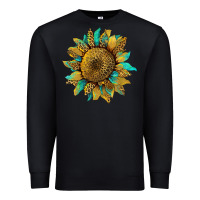 Black sunflower with leopard and turquoise Premium Sweatshirt - Artiststas