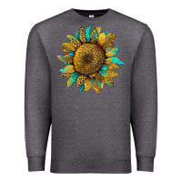 Charcoal Heather sunflower with leopard and turquoise Premium Sweatshirt - Artiststas