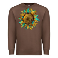 Chestnut sunflower with leopard and turquoise Premium Sweatshirt - Artiststas