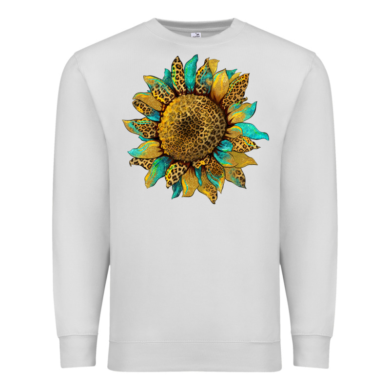 Sunflower With Leopard And Turquoise Premium Sweatshirt by Artiststas | Teevron