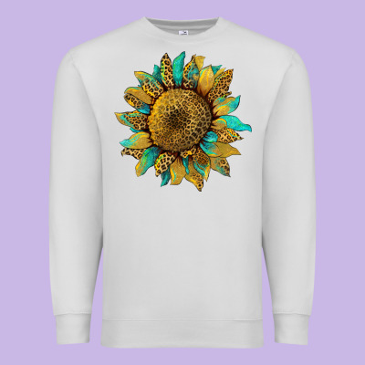 Sunflower With Leopard And Turquoise Premium Sweatshirt Designed By Artiststas