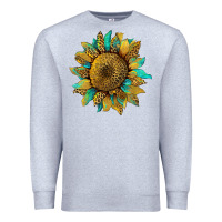 Heather Grey sunflower with leopard and turquoise Premium Sweatshirt - Artiststas