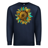 Navy sunflower with leopard and turquoise Premium Sweatshirt - Artiststas