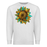 Oatmeal Heather sunflower with leopard and turquoise Premium Sweatshirt - Artiststas