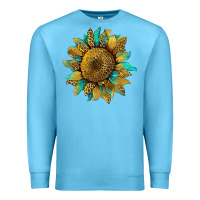 Ocean Blue sunflower with leopard and turquoise Premium Sweatshirt - Artiststas