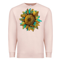 Pale Pink sunflower with leopard and turquoise Premium Sweatshirt - Artiststas