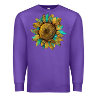 Purple sunflower with leopard and turquoise Premium Sweatshirt - Artiststas