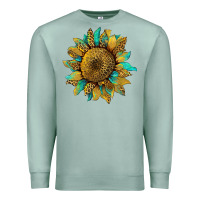 Seafoam sunflower with leopard and turquoise Premium Sweatshirt - Artiststas