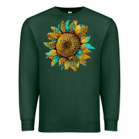 Sports Green sunflower with leopard and turquoise Premium Sweatshirt - Artiststas