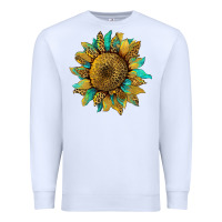 White sunflower with leopard and turquoise Premium Sweatshirt - Artiststas