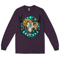 Plum gamestone with bull skull Long Sleeve Tee - RanaPortraitStore