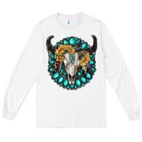 White gamestone with bull skull Long Sleeve Tee - RanaPortraitStore