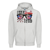 Dove Grey star spangled stup Zipper Hoodie - CowhideDigitalArt