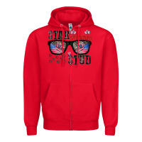 Red star spangled stup Zipper Hoodie - CowhideDigitalArt