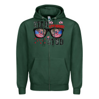 Sports Green star spangled stup Zipper Hoodie - CowhideDigitalArt