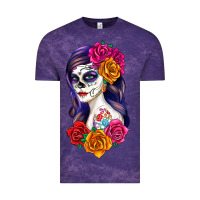 Cloud Purple sugar skull girl Vintage Tee - RanaPortraitStore