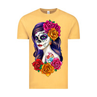 Vintage Mustard sugar skull girl Vintage Tee - RanaPortraitStore