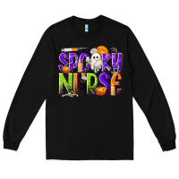 Black Halloween Spooky Nurse Long Sleeve Tee - texasbilliewilder