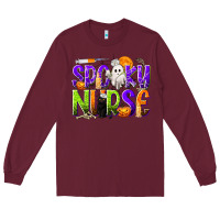 Burgundy Halloween Spooky Nurse Long Sleeve Tee - texasbilliewilder
