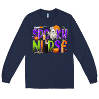 Navy Halloween Spooky Nurse Long Sleeve Tee - texasbilliewilder