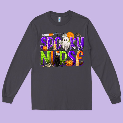 Halloween Spooky Nurse Long Sleeve Tee Designed By Texasbilliewilder
