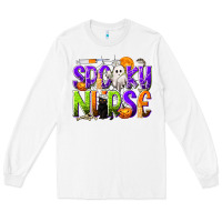 White Halloween Spooky Nurse Long Sleeve Tee - texasbilliewilder