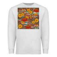 Oatmeal Heather pumpkin plaid sunflower seamless min Premium Sweatshirt - AdoDesignShop