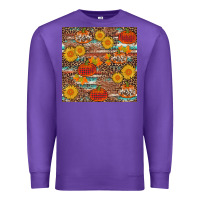 Purple pumpkin plaid sunflower seamless min Premium Sweatshirt - AdoDesignShop