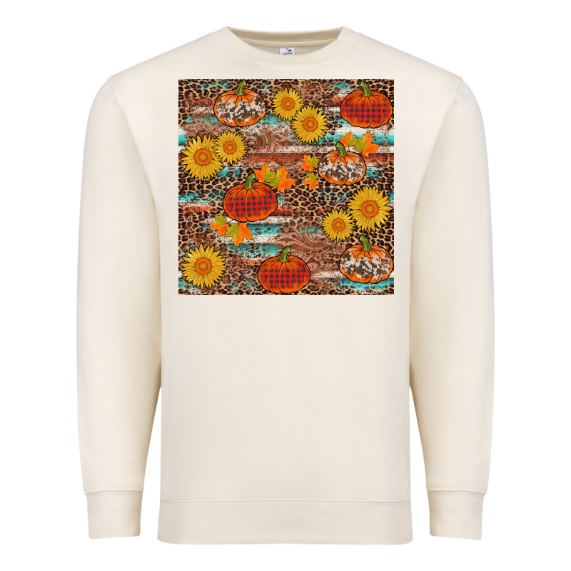 Pumpkin Plaid Sunflower Seamless Min Premium Sweatshirt by AdoDesignShop | Teevron