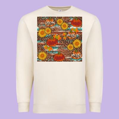 Pumpkin Plaid Sunflower Seamless Min Premium Sweatshirt Designed By Adodesignshop