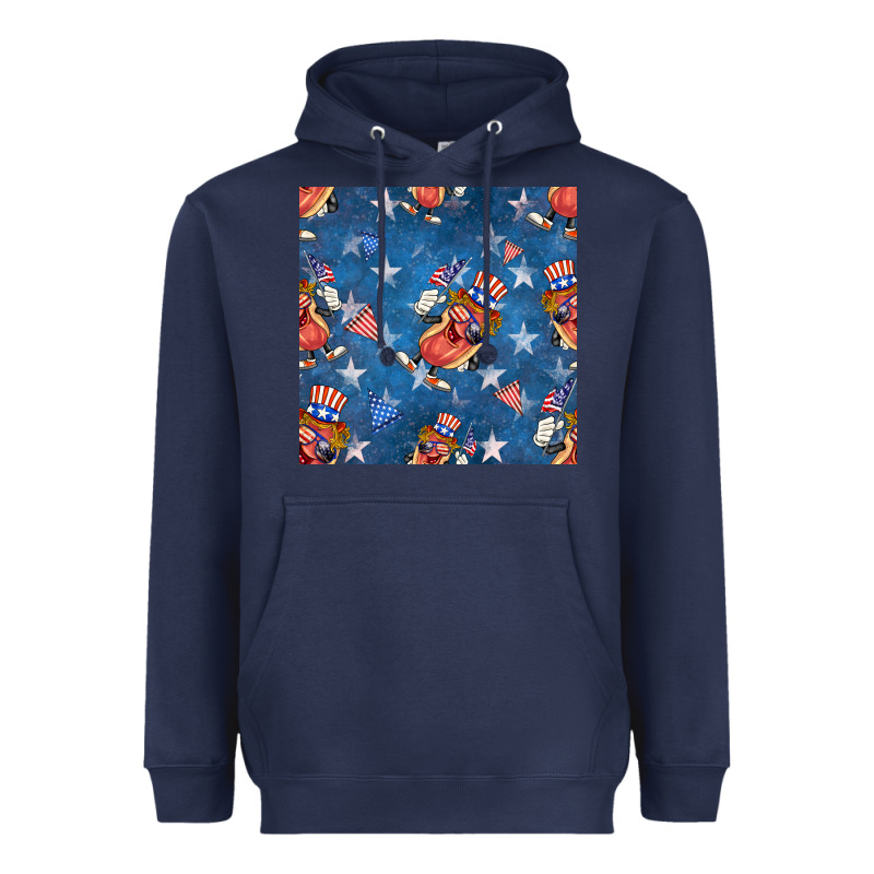 4th Of July Hotdog Seamless Pattern Heavyweight Hoodie by BundleAndBundleShop | Teevron