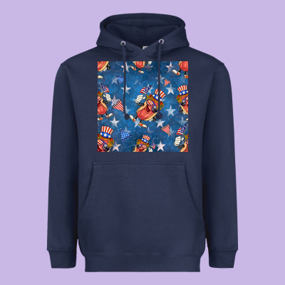 4th Of July Hotdog Seamless Pattern Heavyweight Hoodie Designed By Bundleandbundleshop