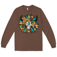 Chestnut bull skull with sunflower Long Sleeve Tee - RanaPortraitStore