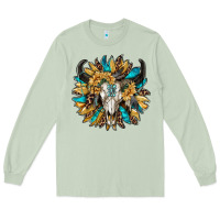 Matcha bull skull with sunflower Long Sleeve Tee - RanaPortraitStore